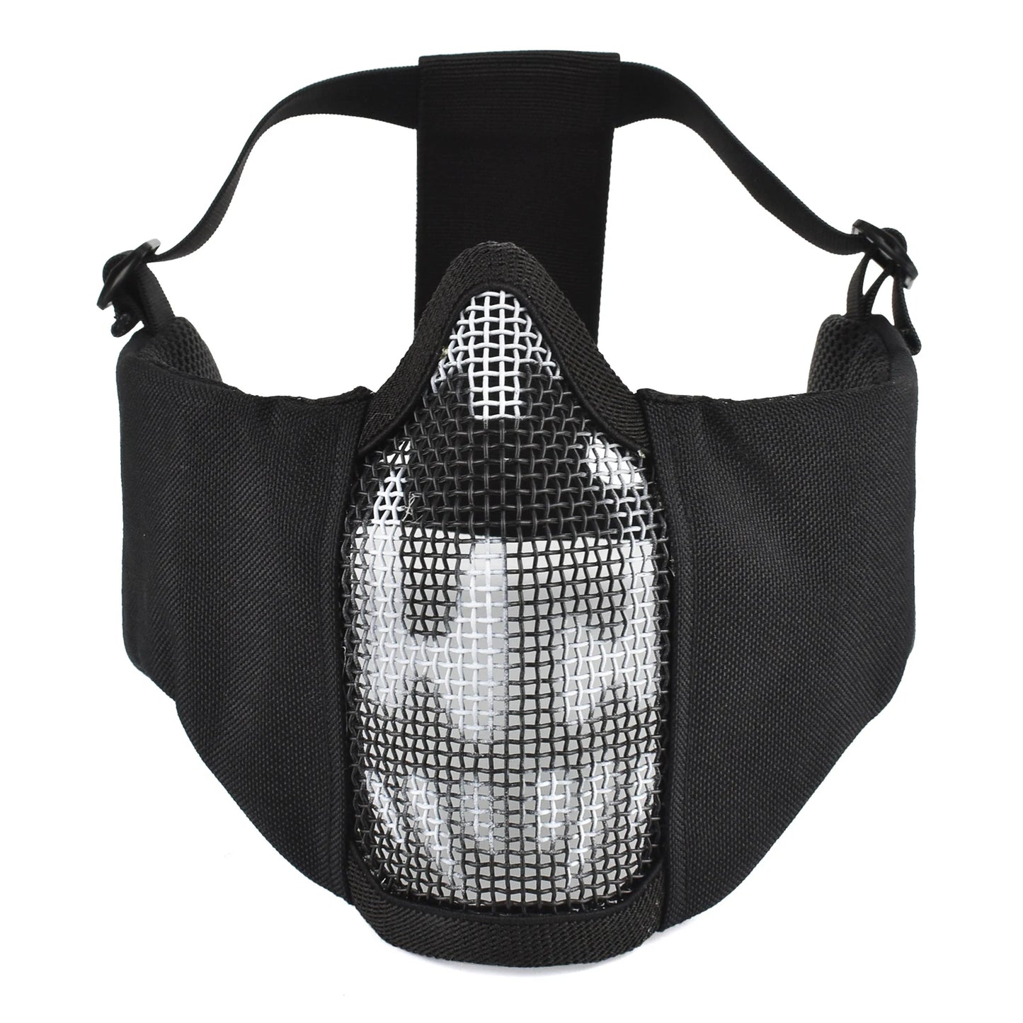 Máscara Táctica Airsoft Media Cara Plegable con Protección Orejas de Malla Metálica Ajustable para Wargame CS