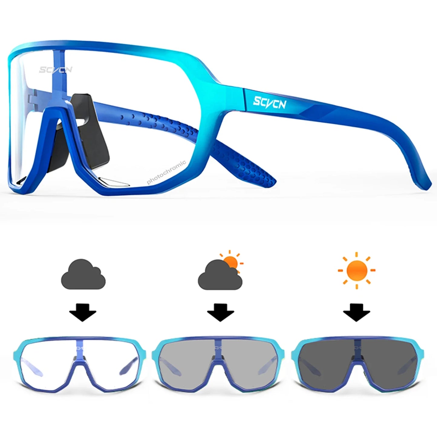 Gafas de ciclismo fotocromáticas SCVCN UV400 para MTB y carretera unisex