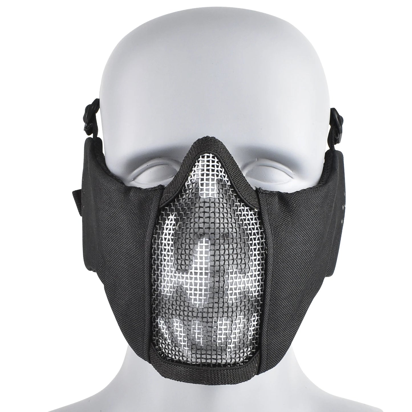 Máscara Táctica Airsoft Media Cara Plegable con Protección Orejas de Malla Metálica Ajustable para Wargame CS