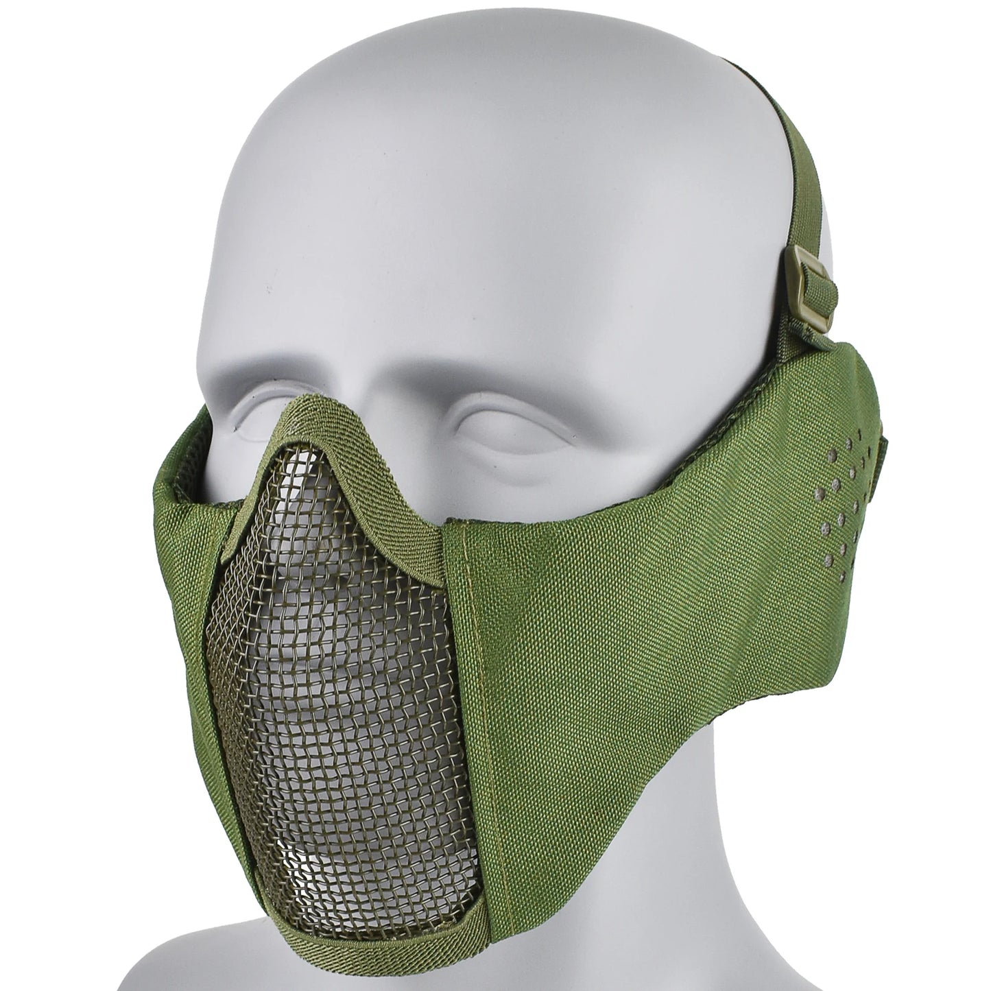 Máscara Táctica Airsoft Media Cara Plegable con Protección Orejas de Malla Metálica Ajustable para Wargame CS