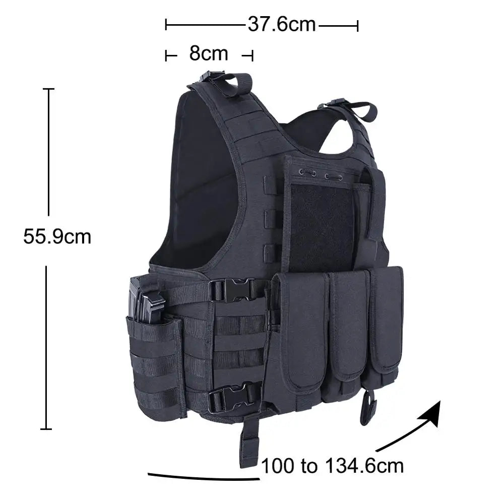 Chaleco Táctico Molle MGFLASHFORCE para Airsoft/Pesca/Paintball