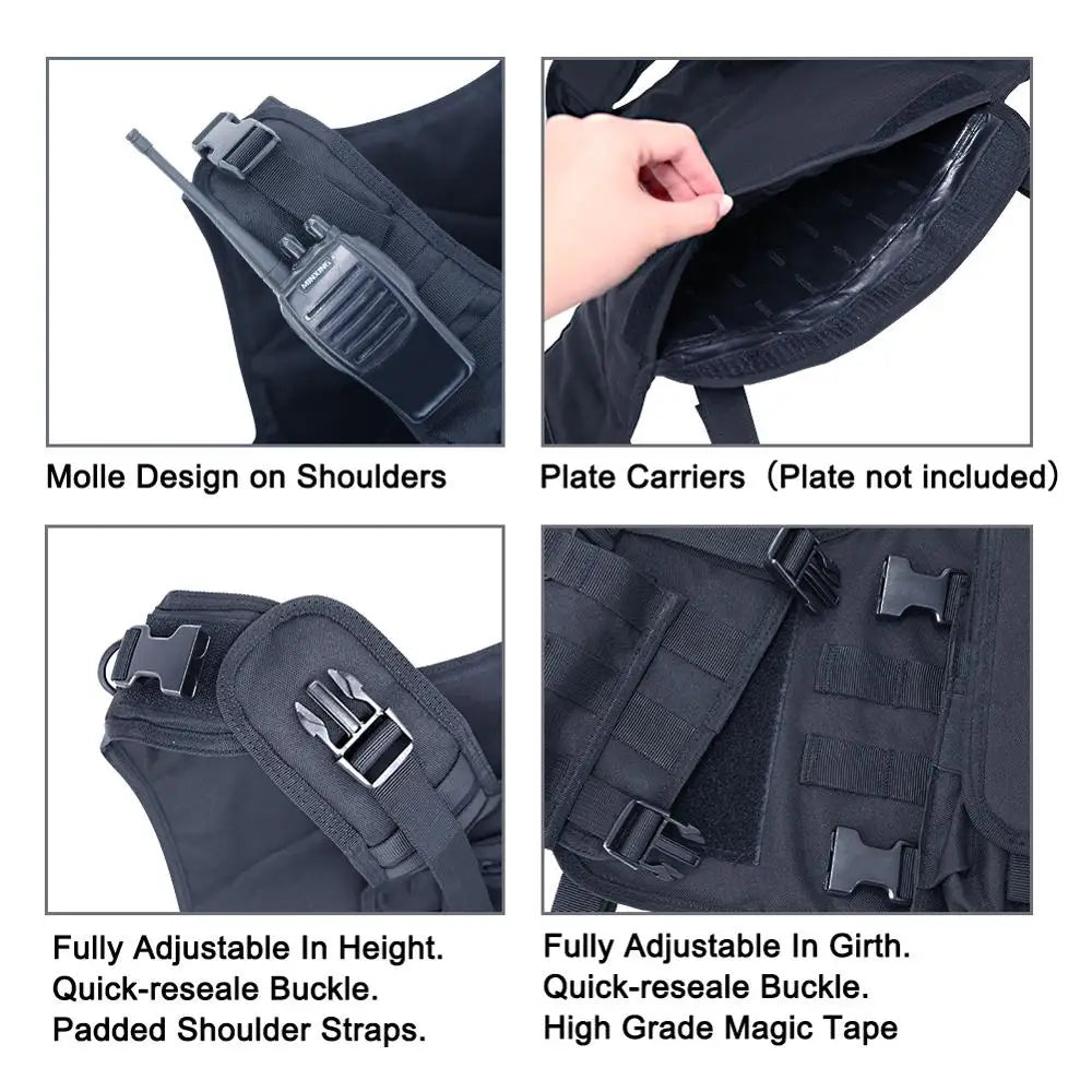 Chaleco Táctico Molle MGFLASHFORCE para Airsoft/Pesca/Paintball