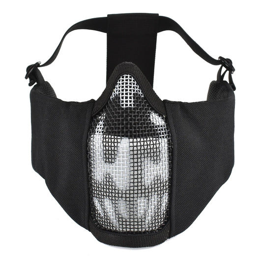 Máscara Táctica Airsoft Media Cara Plegable con Protección Orejas de Malla Metálica Ajustable para Wargame CS