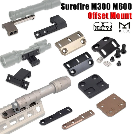 Montura Táctica Desplazada Surefire M300/M600 para Airsoft (Mlok/Keymod/SMR)