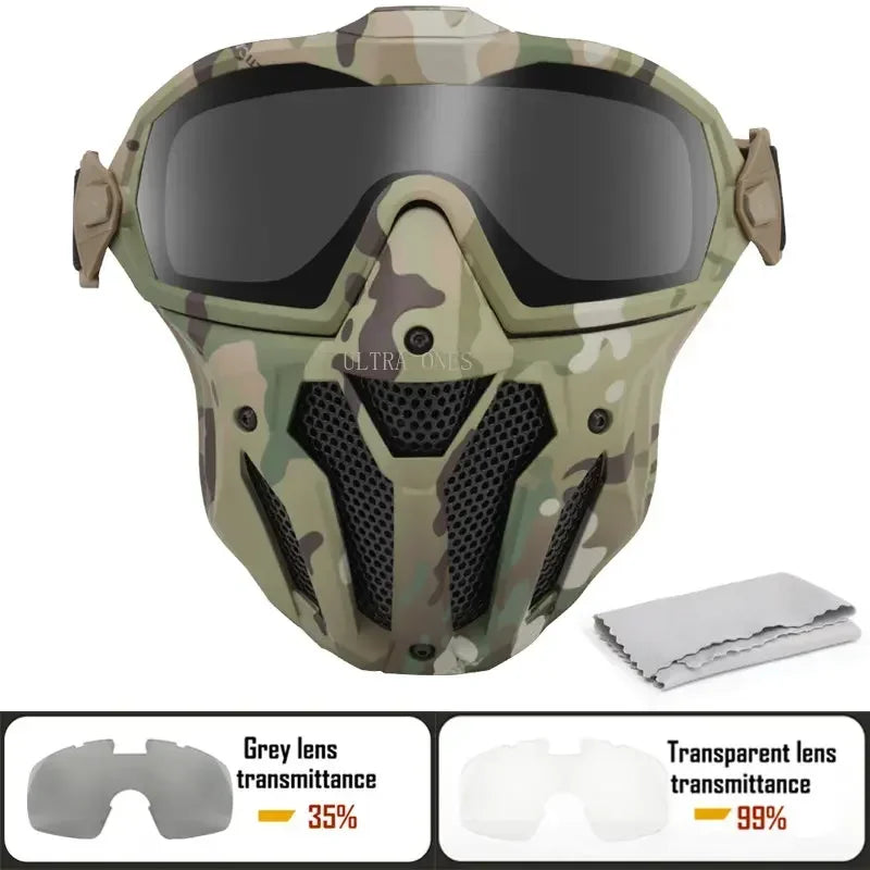 Máscara Airsoft con Gafas Desmontables y Ventilador Antivaho