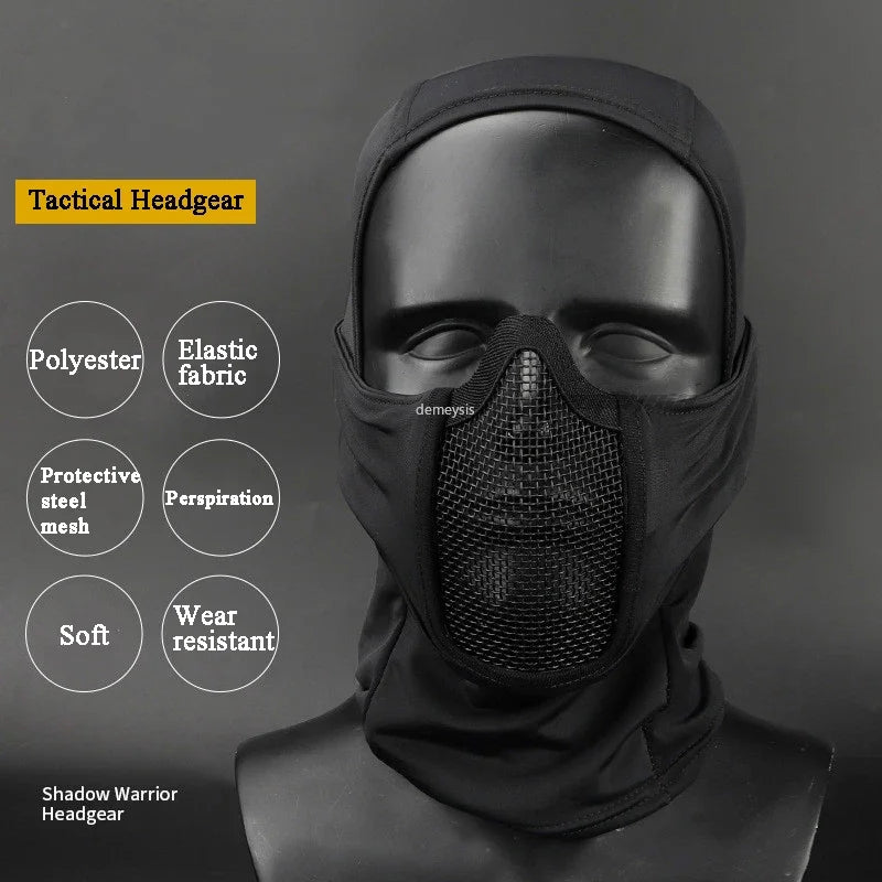 Balaclava Táctica con Máscara de Malla Plegable para Airsoft/Paintball (Estilo Ninja)
