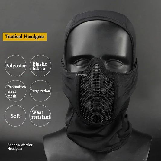 Balaclava Táctica con Máscara de Malla Plegable para Airsoft/Paintball (Estilo Ninja)