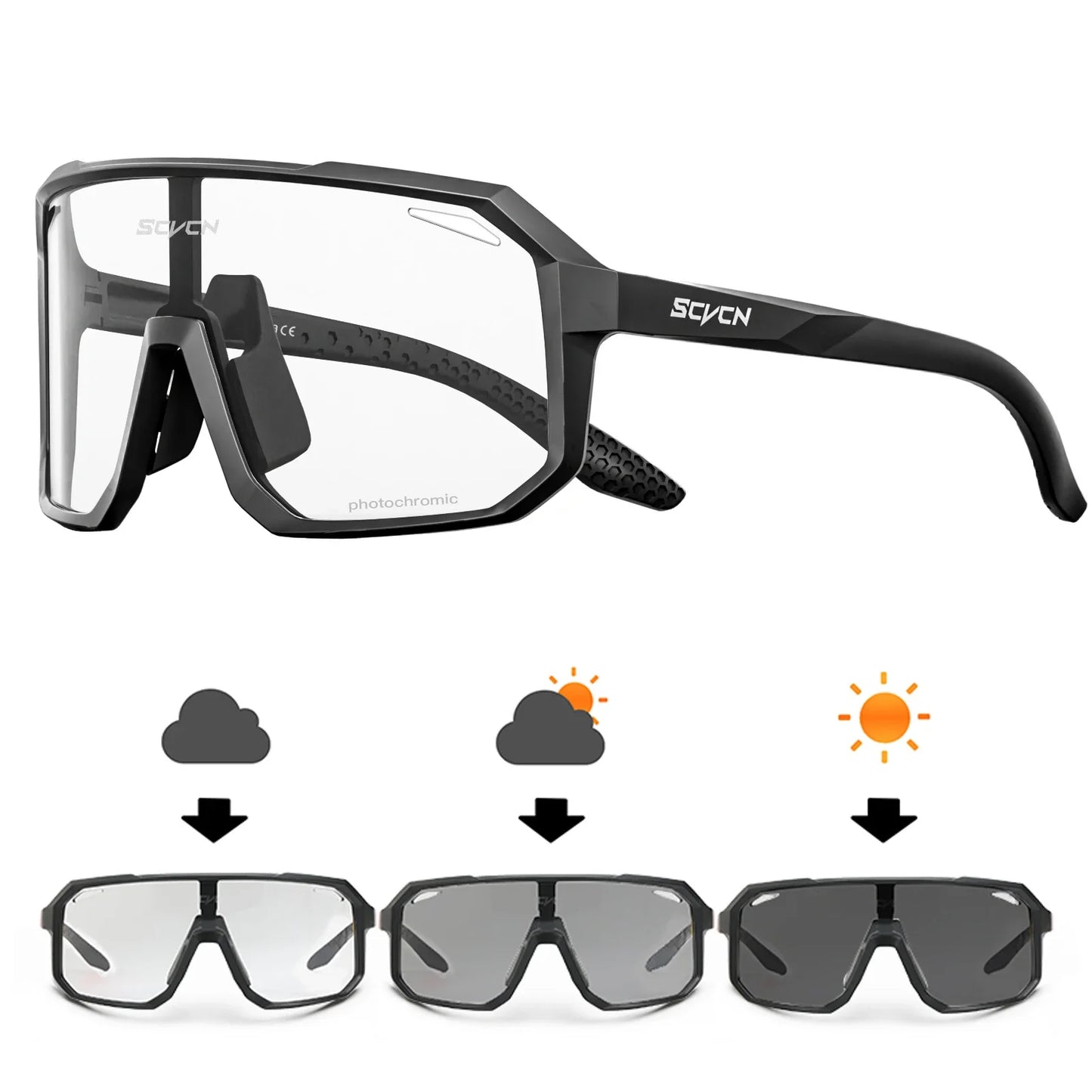 Gafas de ciclismo fotocromáticas SCVCN UV400 para MTB y carretera unisex