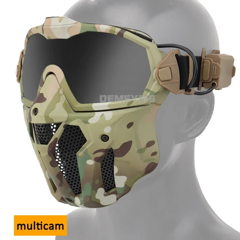 Máscara Airsoft con Gafas Desmontables y Ventilador Antivaho