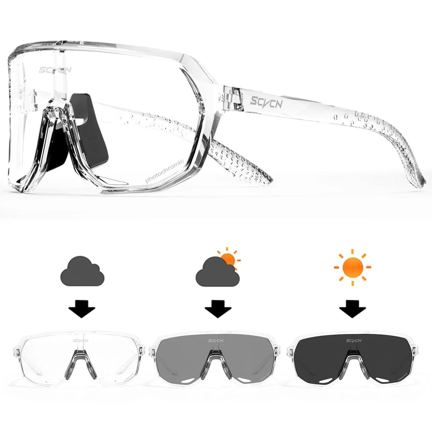 Gafas de ciclismo fotocromáticas SCVCN UV400 para MTB y carretera unisex