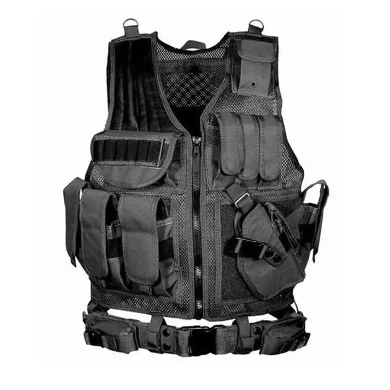 Chaleco Táctico SWAT Ajustable y Transpirable para Combate, Seguridad, Caza y Airsoft