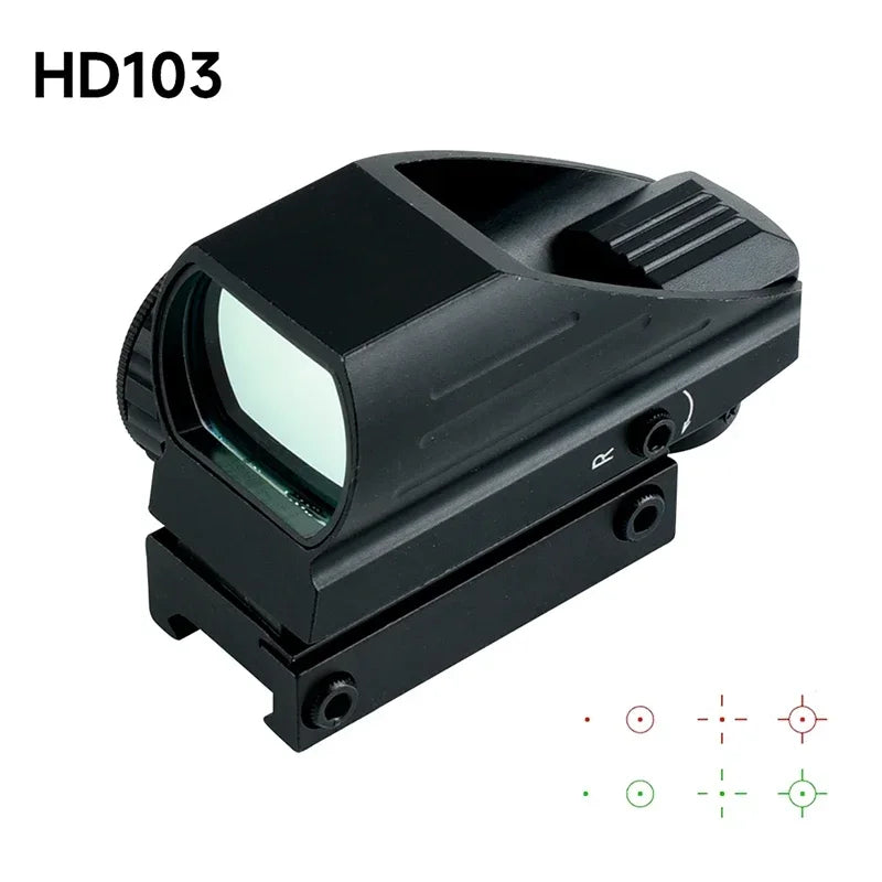 Visor Táctico Punto Rojo/Verde para Rifle (Raíles 11/20mm) Caza/Airsoft