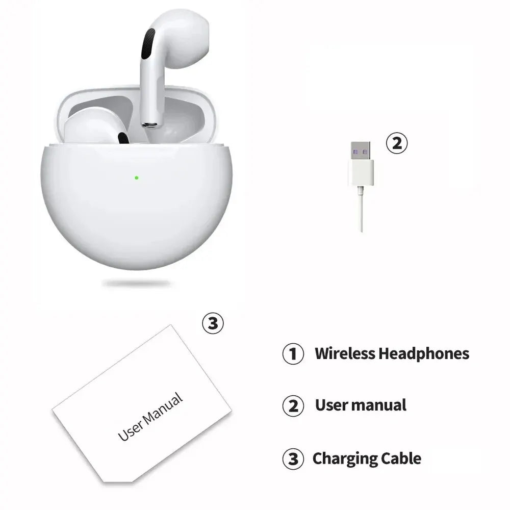 Air Pro 6 TWS. Mini Auriculares Inalámbricos Bluetooth 5.3 con Micrófono