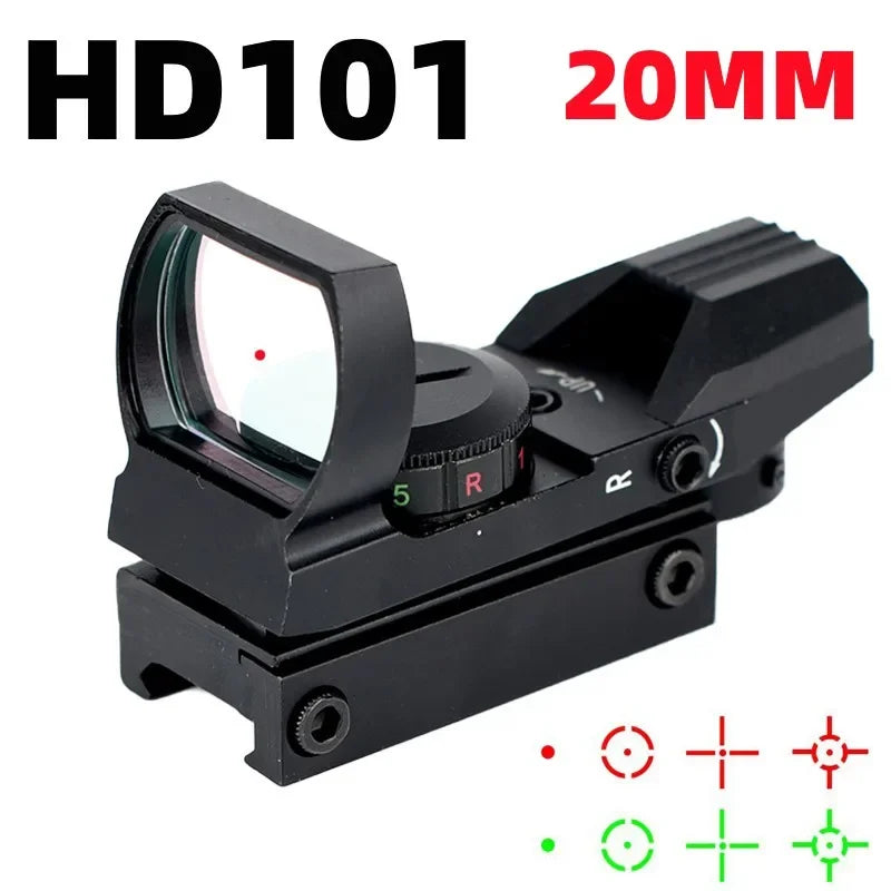 Visor Punto Rojo 1X40 HD101 (4 Retículas Rojo/Verde) para Caza/Airsoft