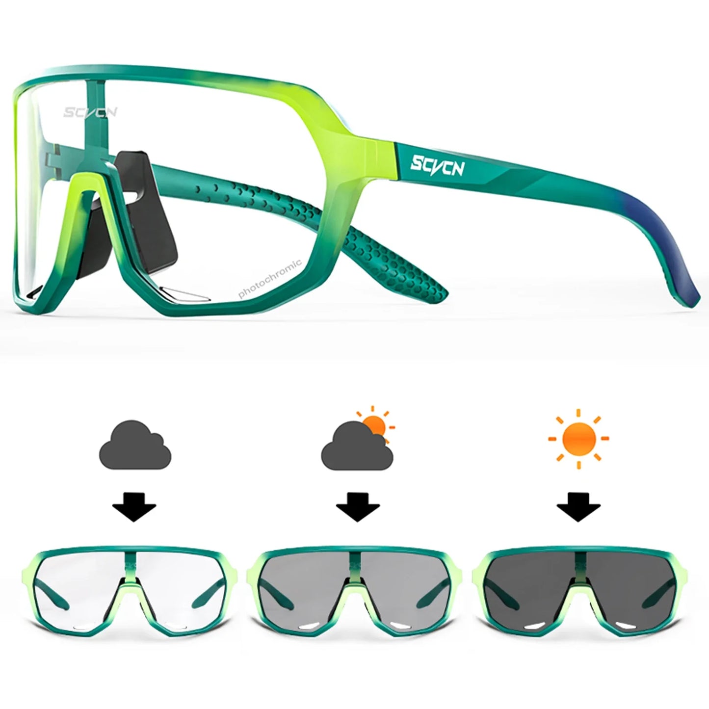 Gafas de ciclismo fotocromáticas SCVCN UV400 para MTB y carretera unisex