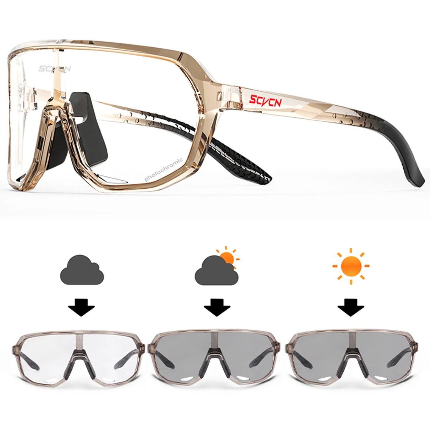 Gafas de ciclismo fotocromáticas SCVCN UV400 para MTB y carretera unisex