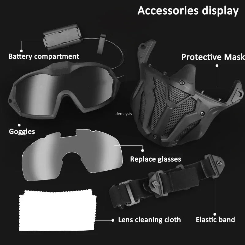 Máscara Airsoft con Gafas Desmontables y Ventilador Antivaho