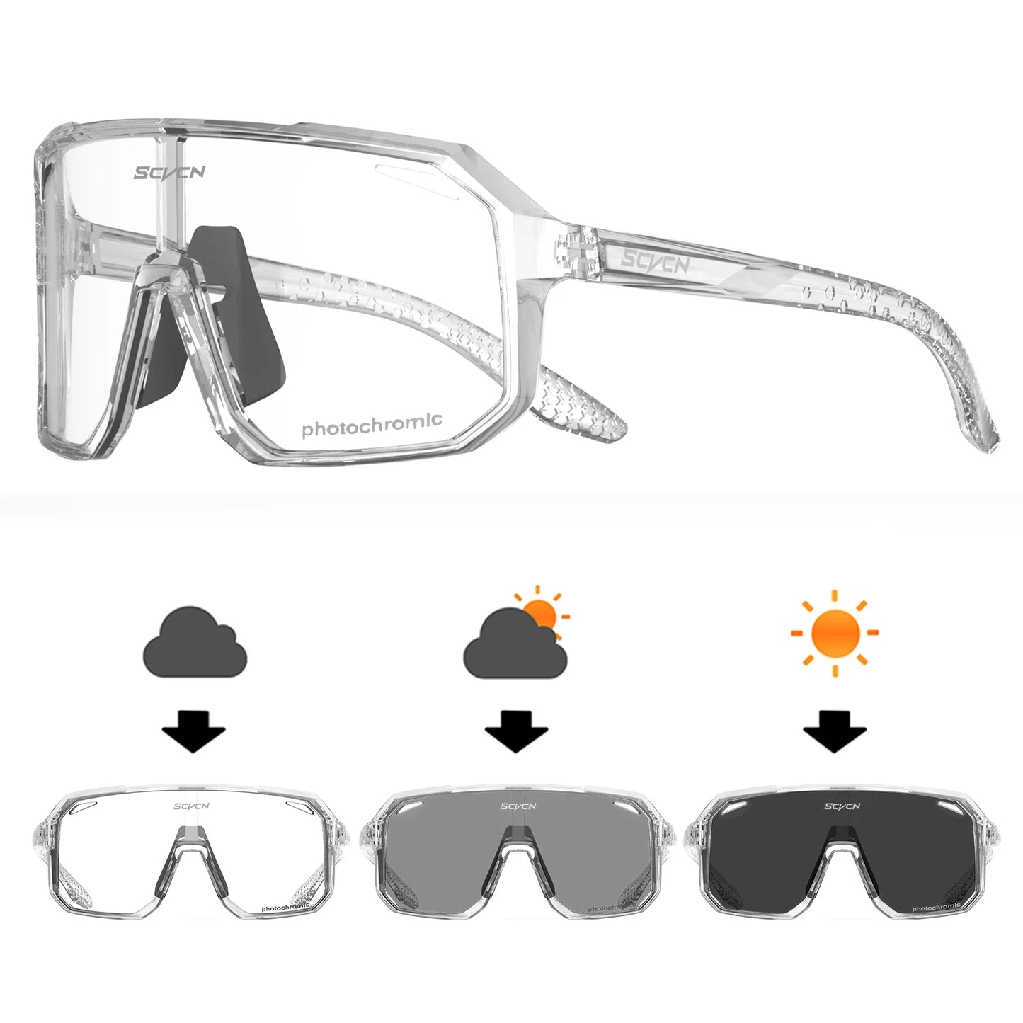 Gafas de ciclismo fotocromáticas SCVCN UV400 para MTB y carretera unisex