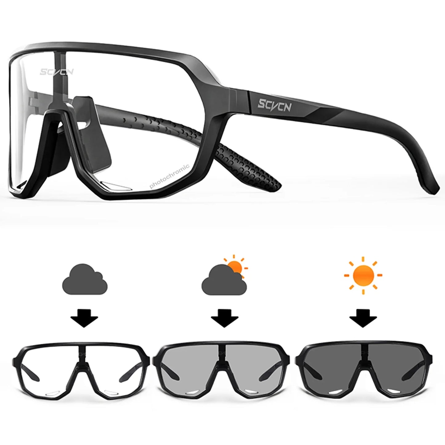 Gafas de ciclismo fotocromáticas SCVCN UV400 para MTB y carretera unisex