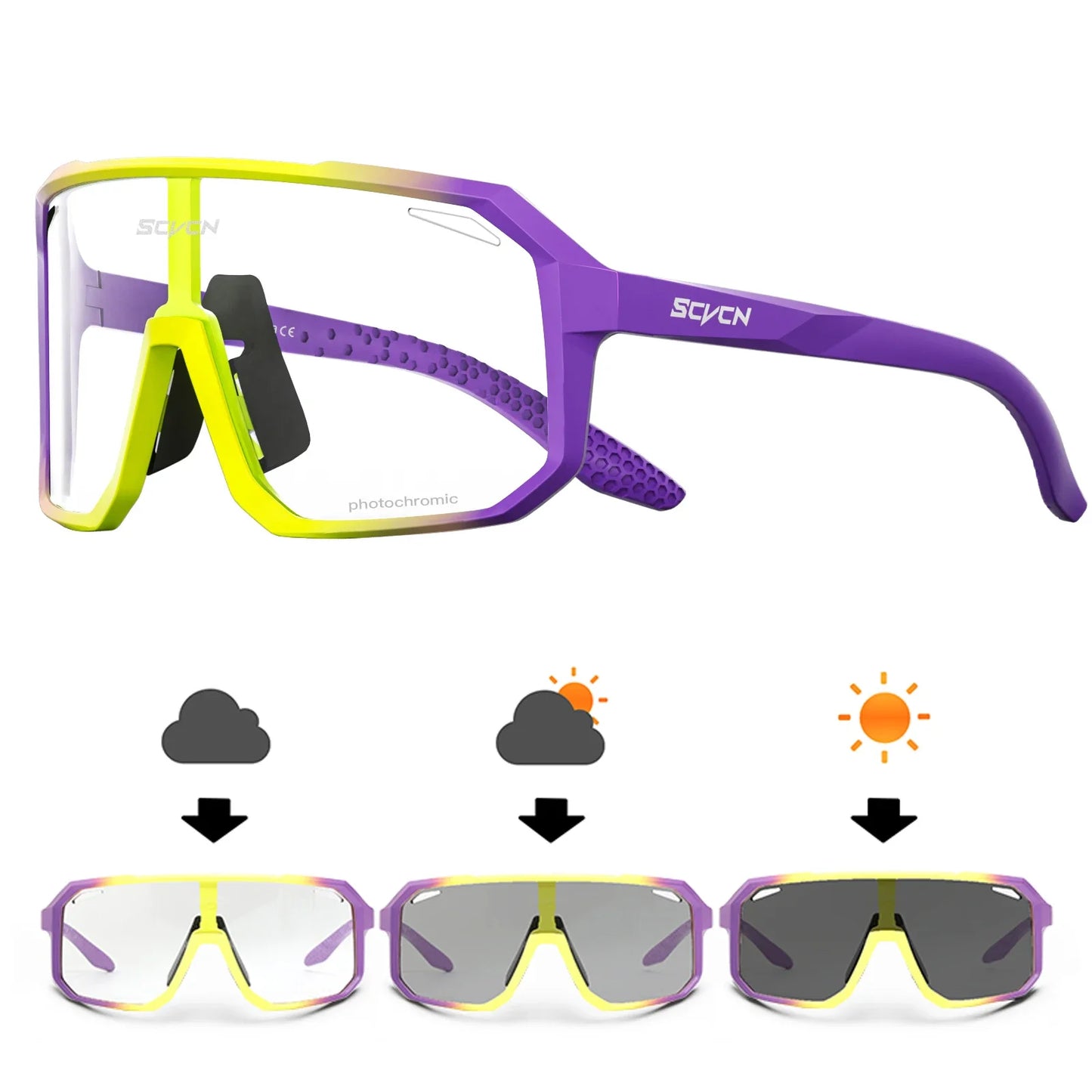 Gafas de ciclismo fotocromáticas SCVCN UV400 para MTB y carretera unisex