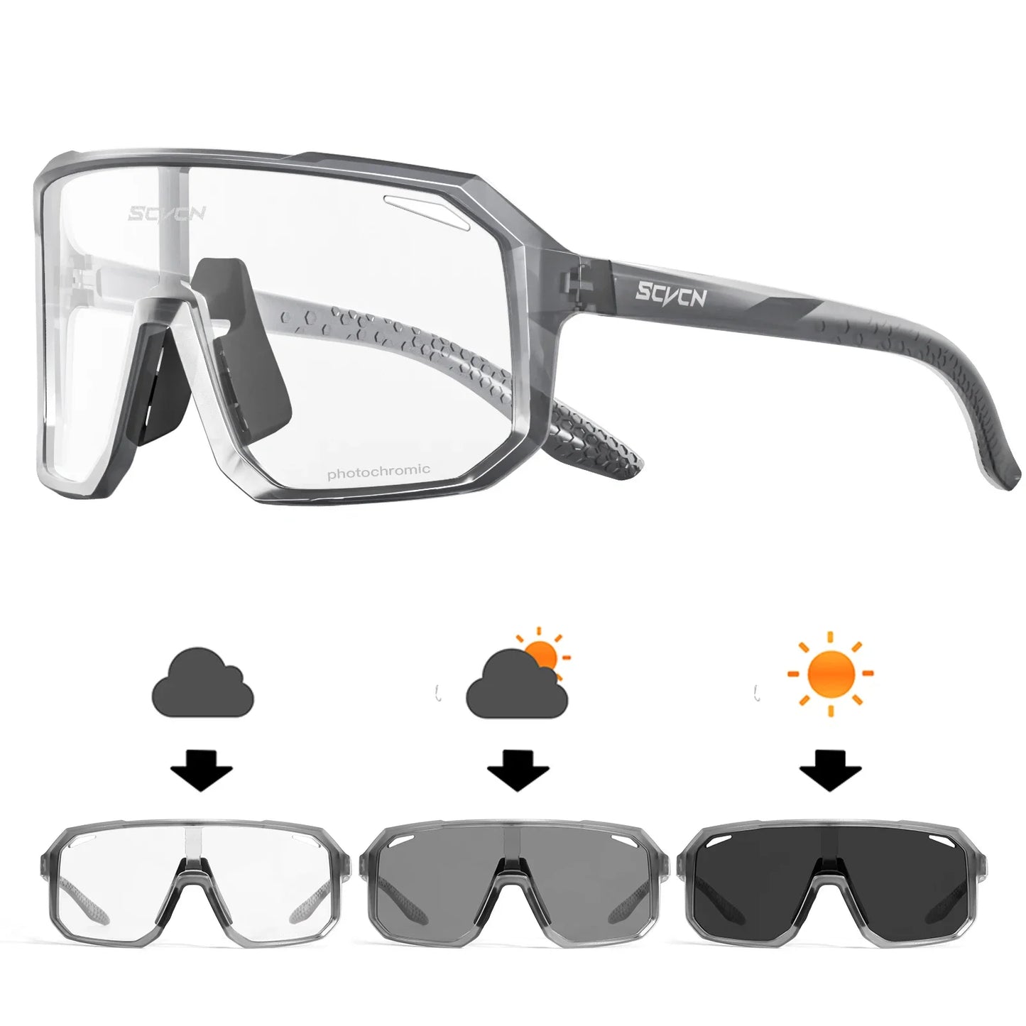 Gafas de ciclismo fotocromáticas SCVCN UV400 para MTB y carretera unisex