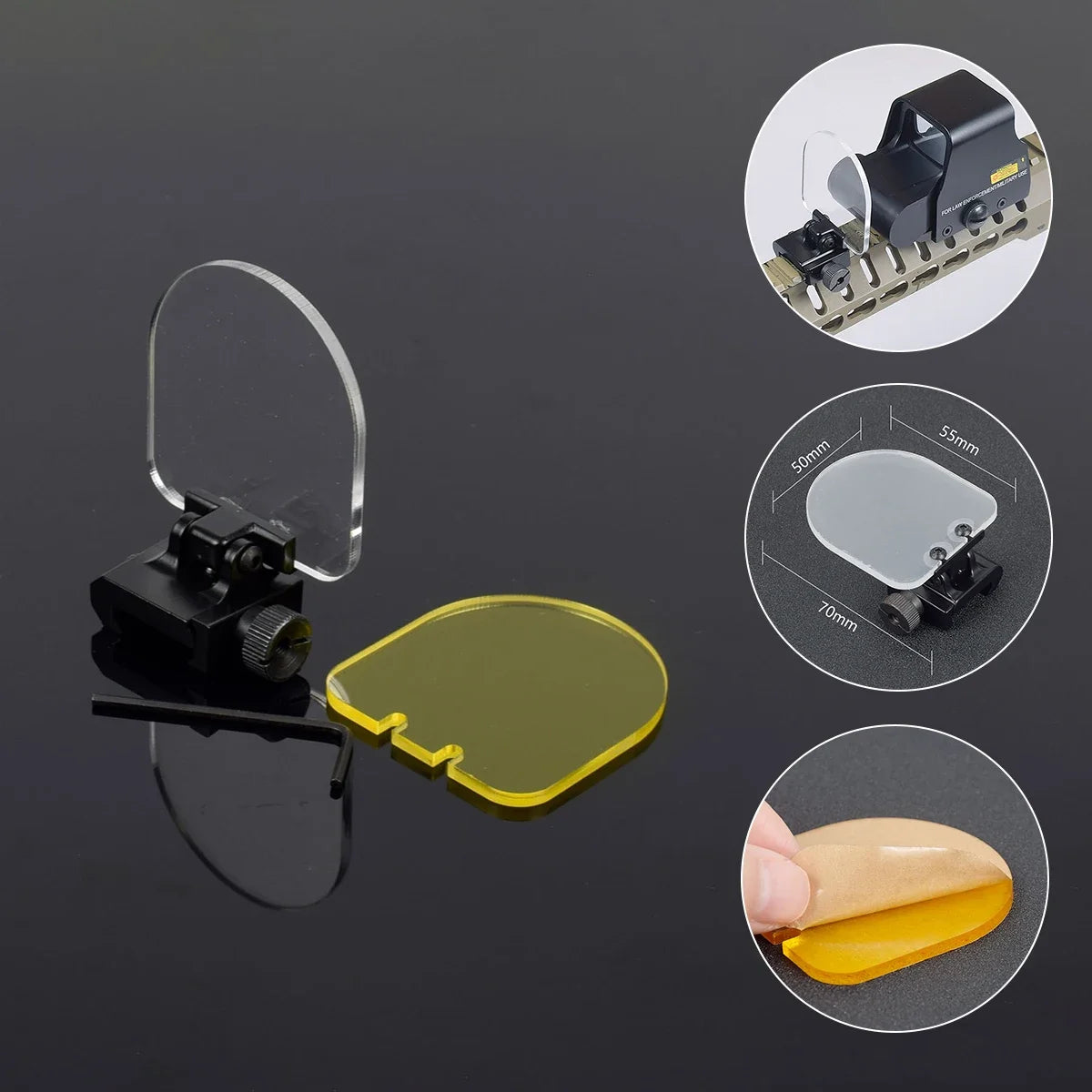 Protector de Lente Transparente Antibalas para Visores Red Dot 551/552/553/558 (Airsoft/Caza)