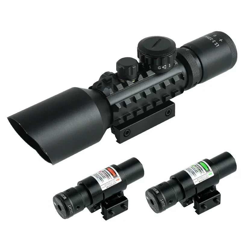 Visor Táctico Punto Rojo/Verde para Rifle (Raíles 11/20mm) Caza/Airsoft