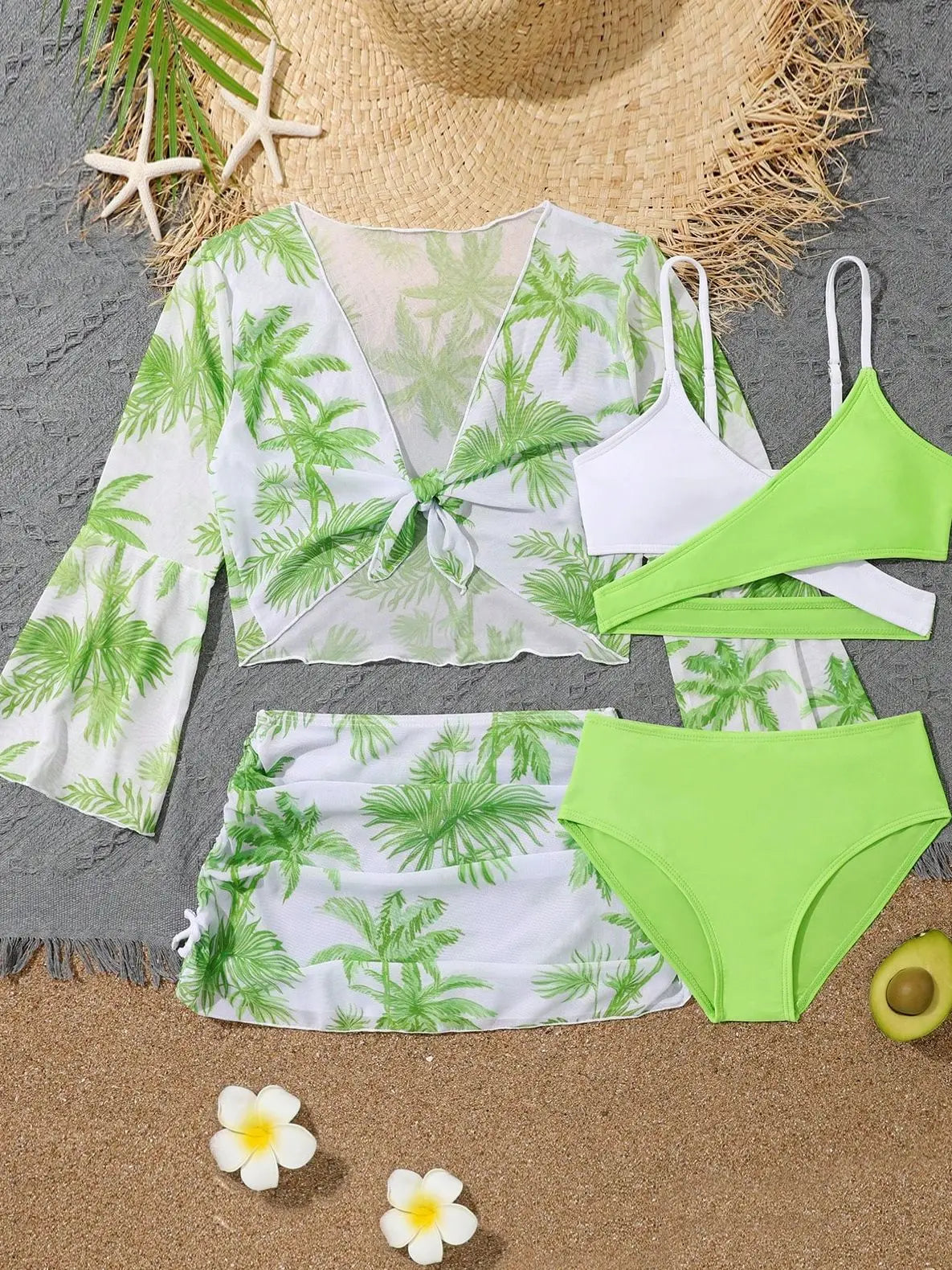 Bikini 4 Piezas Niña 2025 (Top y Falda) Baño Cintura Alta