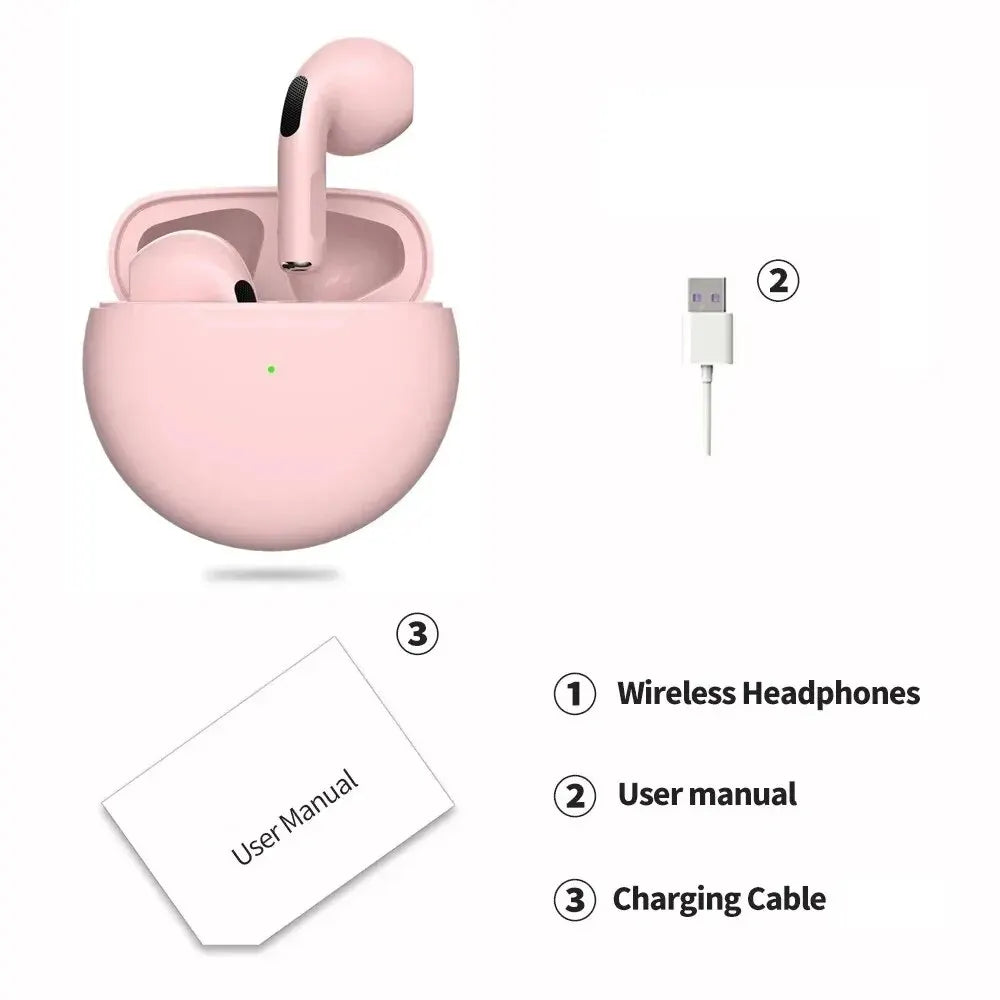 Air Pro 6 TWS. Mini Auriculares Inalámbricos Bluetooth 5.3 con Micrófono