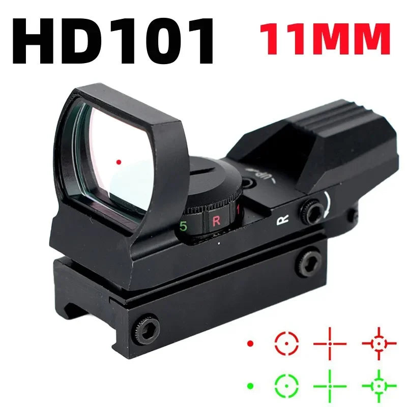 Visor Punto Rojo 1X40 HD101 (4 Retículas Rojo/Verde) para Caza/Airsoft
