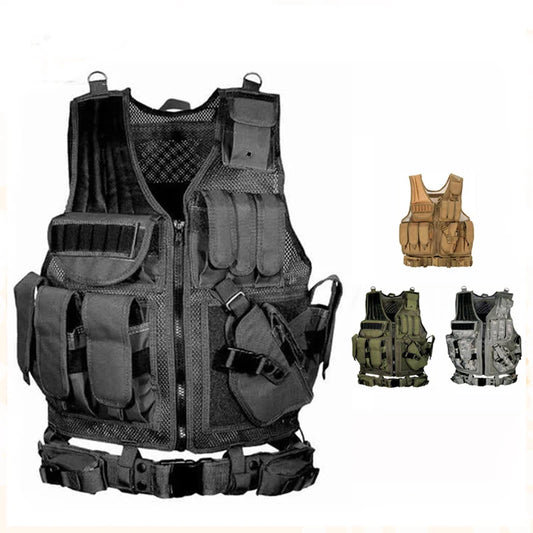 Chaleco Táctico SWAT Ajustable y Transpirable para Combate, Seguridad, Caza y Airsoft
