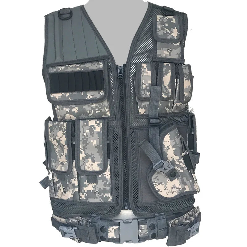 Chaleco Táctico SWAT Ajustable y Transpirable para Combate, Seguridad, Caza y Airsoft
