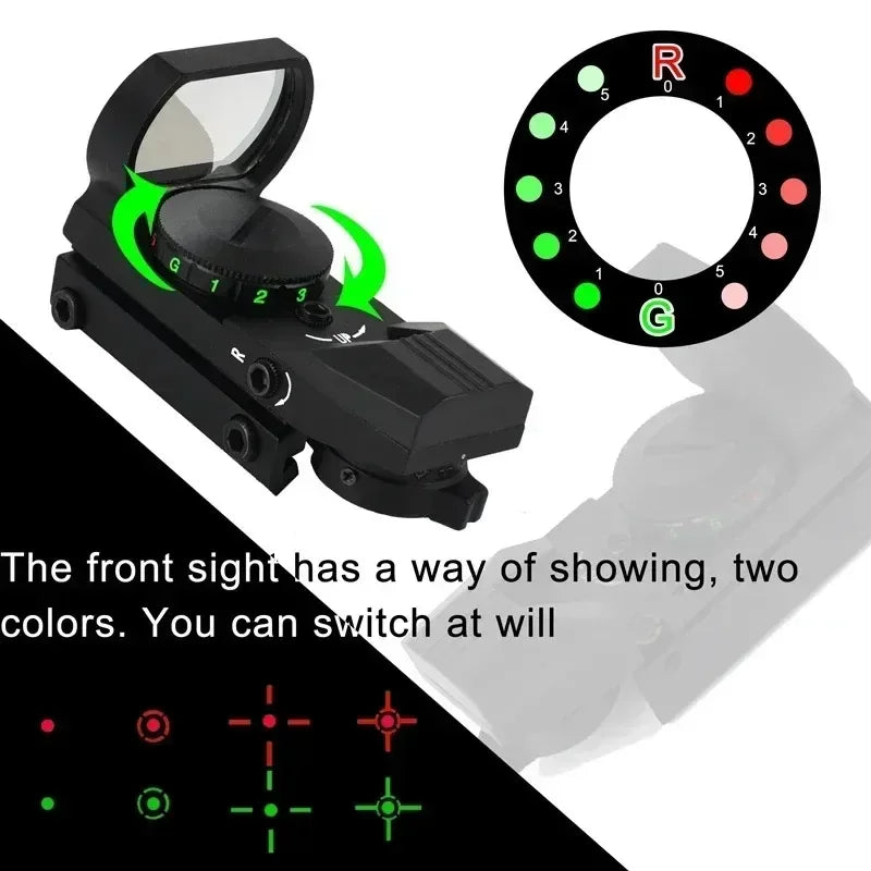 Visor Punto Rojo 1X40 HD101 (4 Retículas Rojo/Verde) para Caza/Airsoft